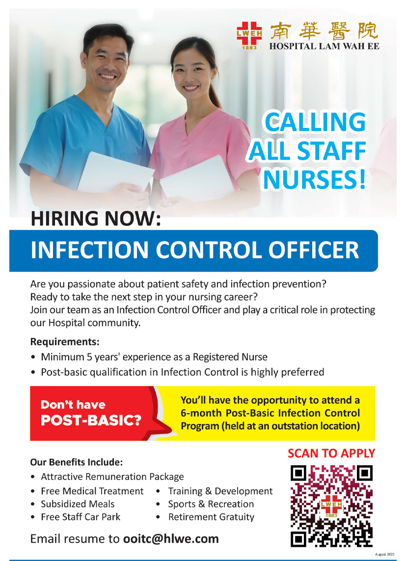 Hiring now - Infection Control Officer 